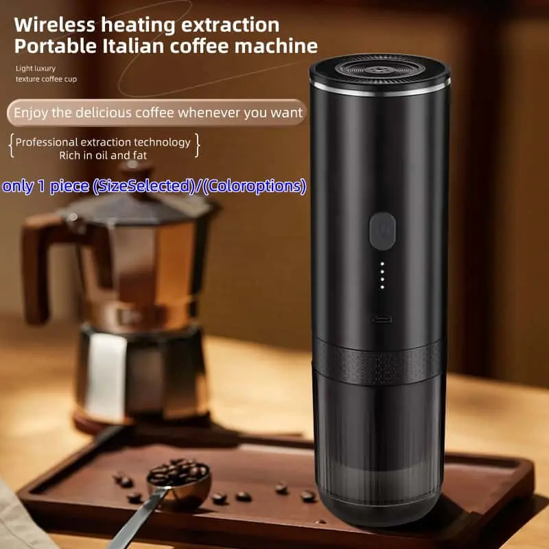 Portable Rechargeable Capsule Coffee Machine, Wireless Electric Espresso Maker, Coffee Brewer, Ideal for Travel, Car, Home, Camping