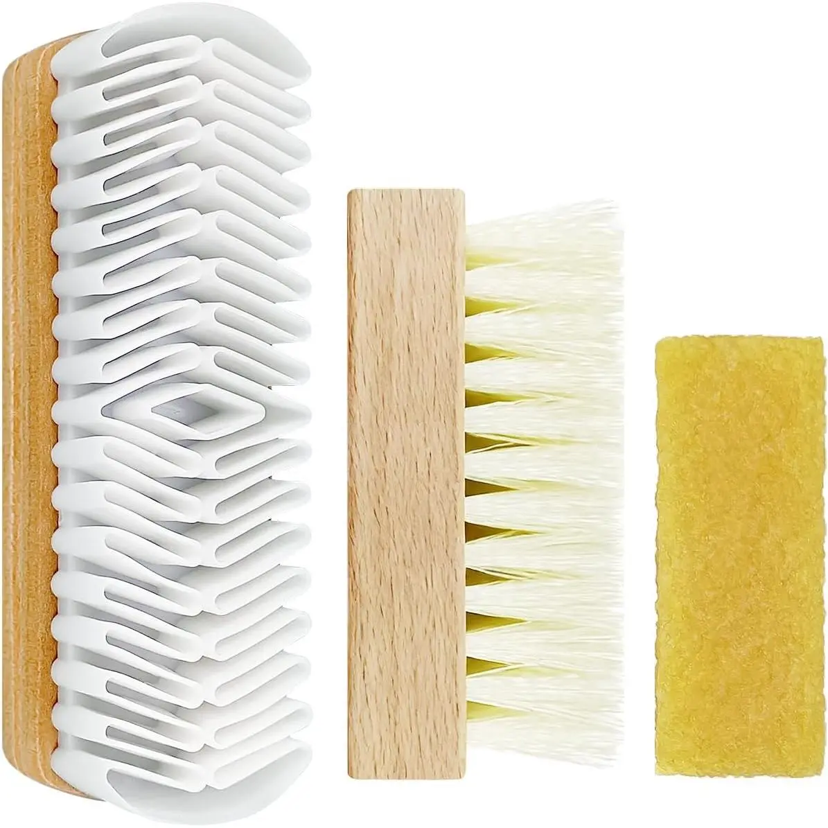 Gmeily 3Pcs Suede Nubuck Cleaning Kit - Rubber Handle Medium-to-Small Shoe Brushes, Suede Eraser, Easy Clean, Travel-Friendly for Footwear Stain Removal
