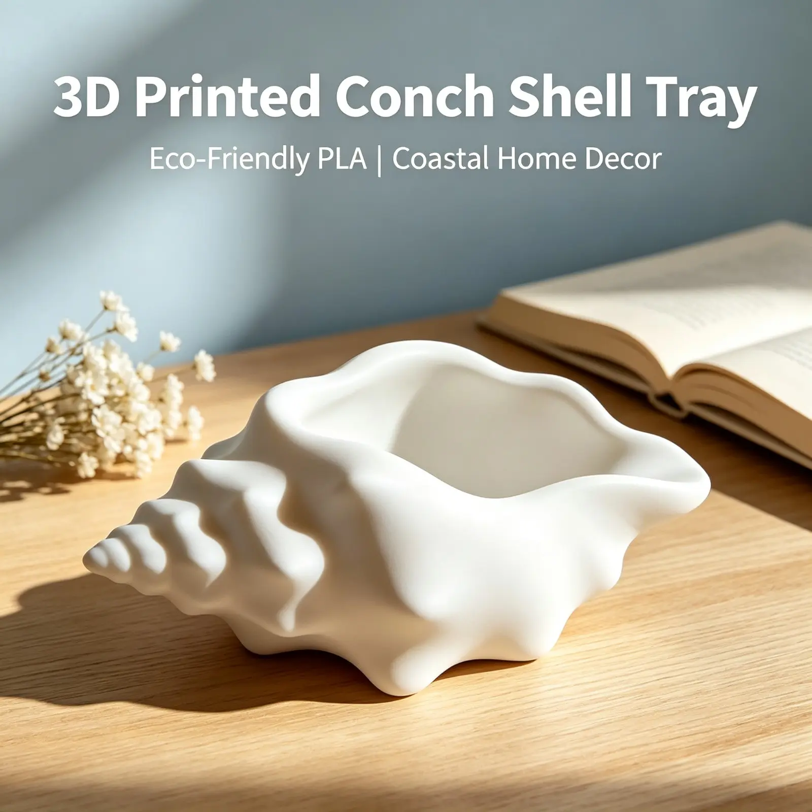 Creative 3D Printed Smooth Seashell Container Organizer, Home Organizer, Jewelry Storage Holder for Rings, Earrings, Necklaces, Studs, Small Accessories