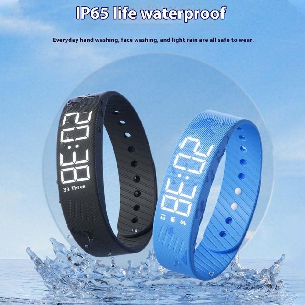 LED Digital Alarm Clock Watch Waterproof Snooze-proof Alarm Bracelet Adjustable with Running Pedometer Fitness Wristbands