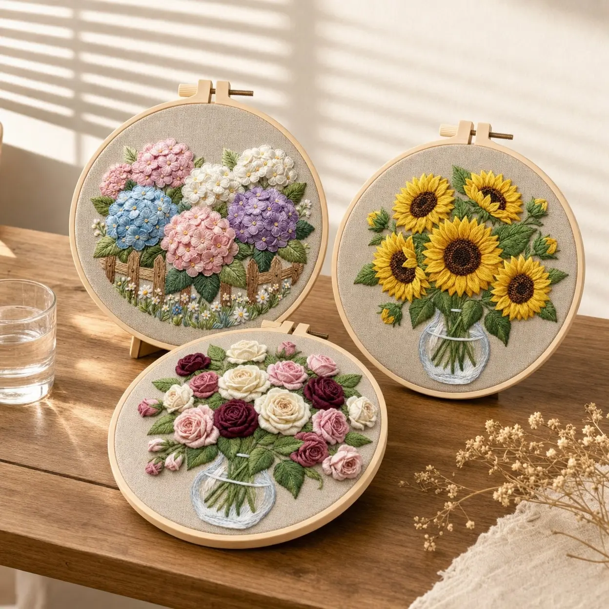 Beginner Embroidery Kit, Floral Pattern, Embroidery Kit for Beginners, Elegant Cross Stitch Set, DIY Embroidery Lover, Includes Cotton Fabric, Thread, Needle, Instruction Manual