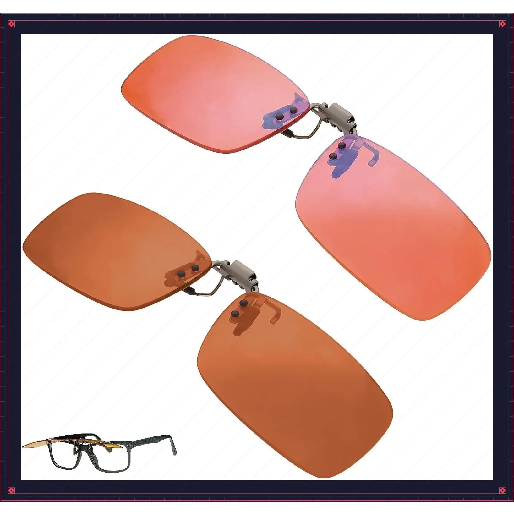 Indoor FL-41 Rose & Outdoor FL-60 Clip-on Fit-over Blue Blocking Migraine Computer Reading Glasses for Light Sensitivity, Photophobia and Fluorescent LED LightingGift