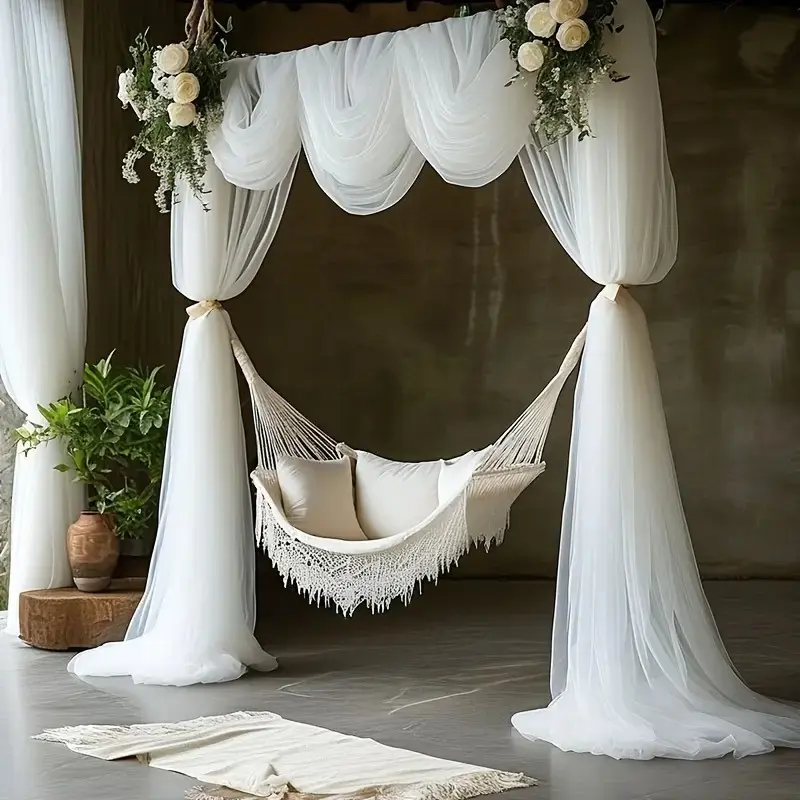 Multi-Specification Transparent Drapery Fabric, Polyester Sheer, for Wedding Arches, Party Ceilings, Engagement Backdrops, Stage Decorations