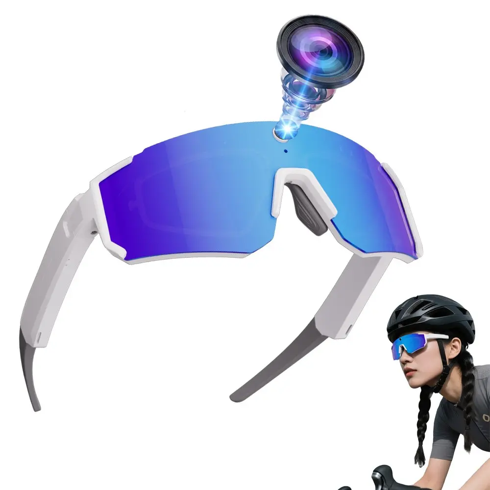 Sport Smart Glasses with Camera for Women, 8MP Camera, 1200P Video Recording,4GB Memory Build-in (No SD Card Needed), Build-in Myopia Inner Frame,Bluetooth Call ,Music Control ,AI Translation, 260Mah Battery, IP64 Waterproof