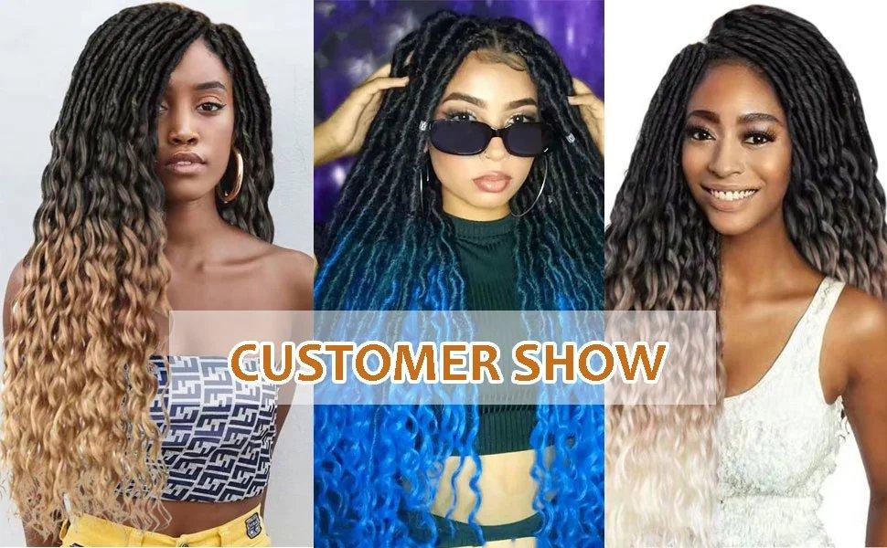 THE WELL KEPT 24 Inch Faux Locs Crochet Hair 6 Packs Soft Goddess Locs Crochet Braids Deep Wave Pre Looped Crochet Hair Extensions for Black Women (24 Inch, 1B)