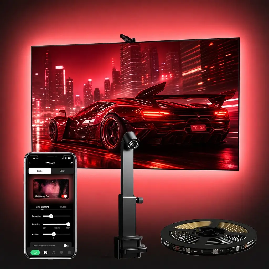 Viral TV LED Backlight – Sync to Screen via Camera, APP RGB Color Light for 32-85" TV, Ambient Gaming & Movie Light