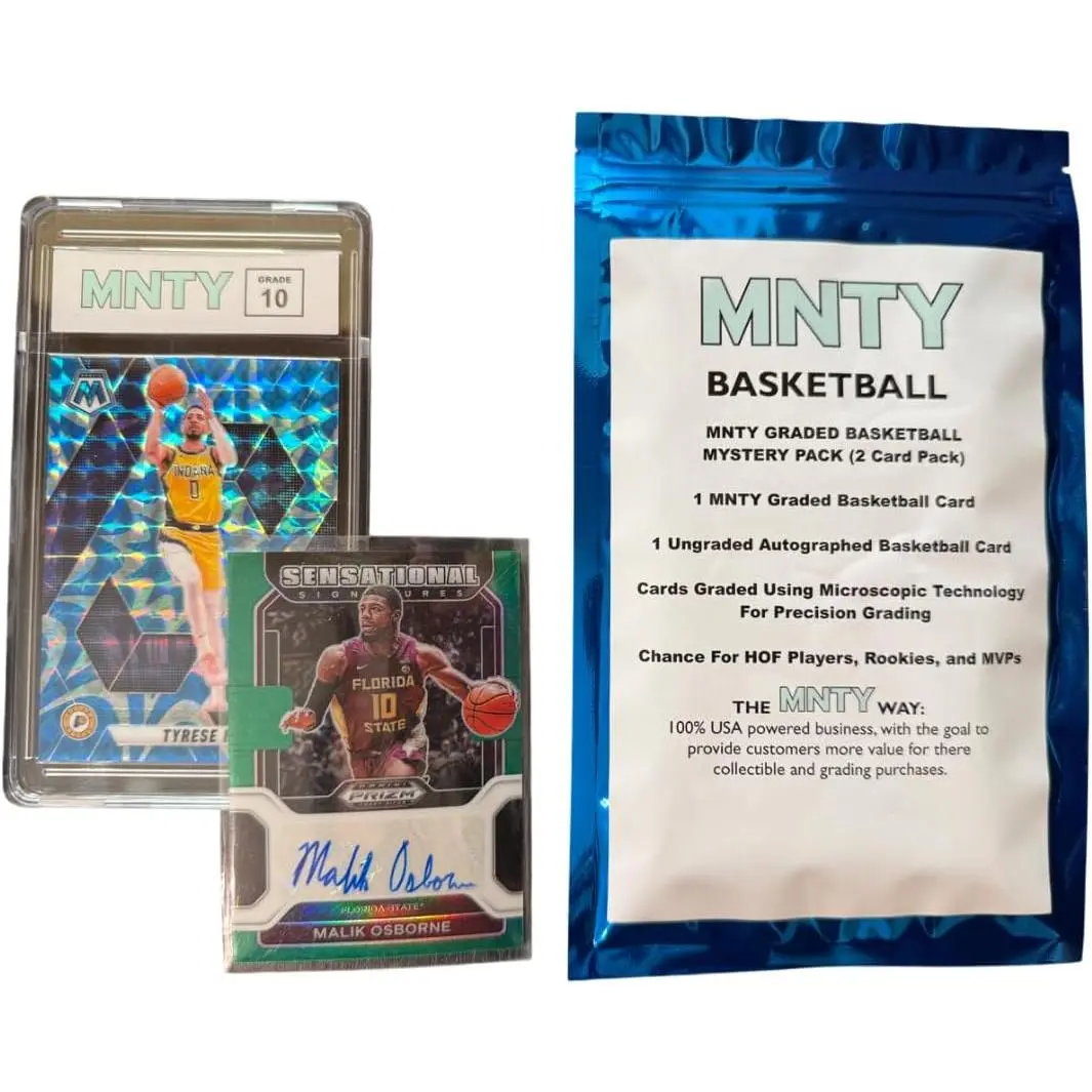 MNTY Basketball Card Graded Mystery Pack, 1 Graded MNTY Card, 1 Ungraded Autograph Card