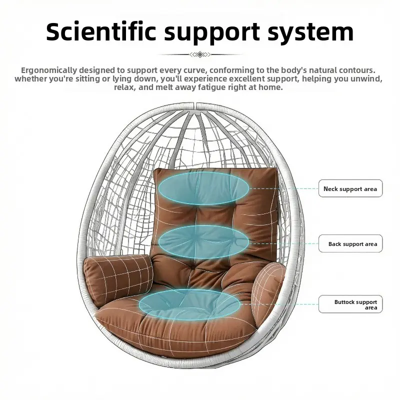 Full-Enclosure Hammock Chair Cushion, Cloud-Like Enveloping Swing Seat Cushion, Stress-Relieving Lumbar Support Thickened Backrest Pad, Multiple Color Options