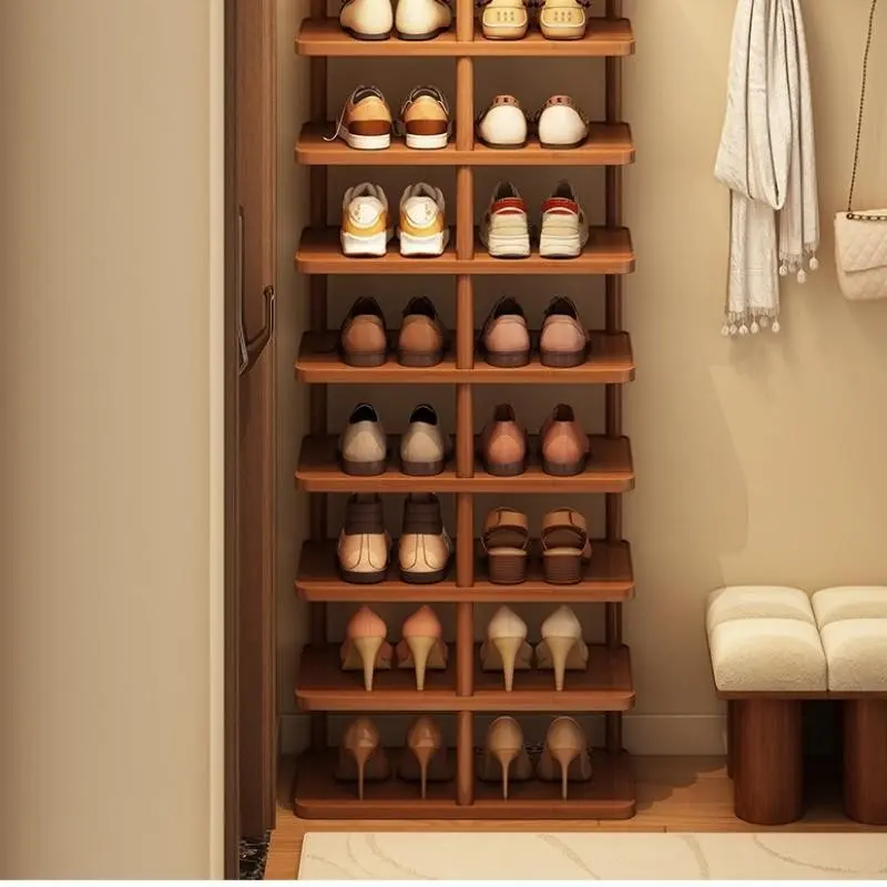 Multi-Layer Bamboo Wood Shoe Rack, Wooden Shoe Rack, Space-Saving Entryway Organizer, Home Storage Shelf, Holds Two Pairs Per Layer, Ideal for Small Homes, Shoe Storage Organizers
