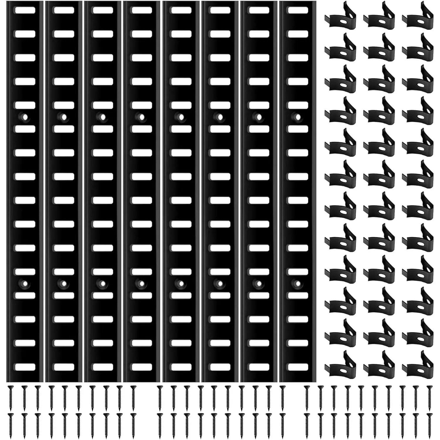 Adjustable Shelf Bracket 40 Inch 8 Pack Silver Shelf Pilaster Strips Shelf Rail Shelf Track Adjustable Wall Shelves Shelf Standards and Supports for Cabinet Closet Organization (Black)