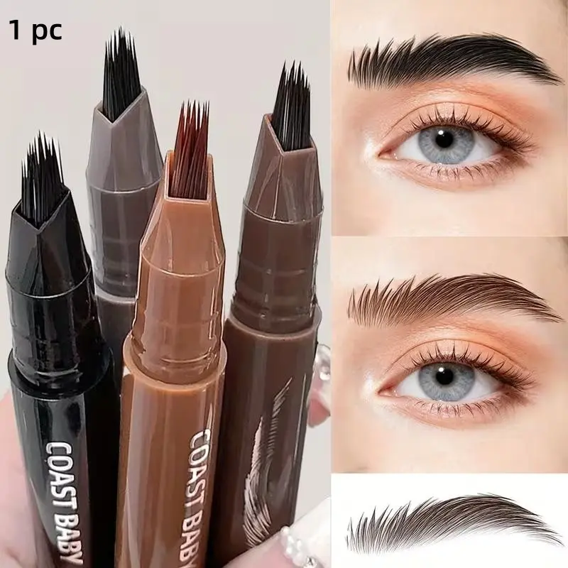Dual-Action Brow Pencil, Precision Eyebrow Pencil, Multi-Tip Design, Natural Brow Shaping, Precise Hairline Filling, Waterproof & Smudge-Proof for Long-Lasting Wear, 3D Fluffy Technology, Dual-Ended Makeup