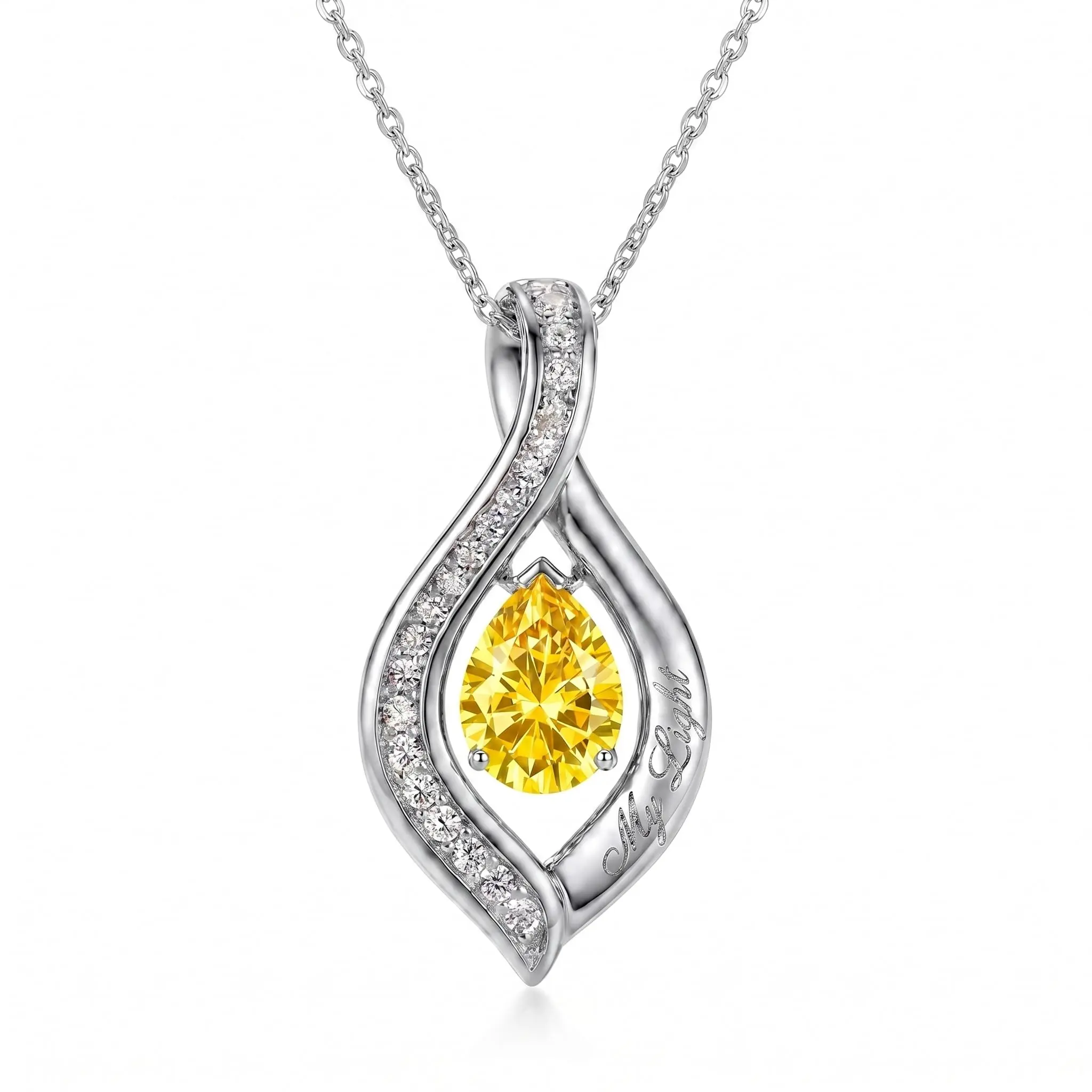 Women's Gold Classic Teardrop Pear-Shaped Infinity Pendant Necklace - November Birthstone Synthetic Coloured Gemstone, Chic Artificial Gemstone Necklaces & Pendants, Birthday Gift for Wife, Ladies Casual Wear Accessory, Female, Versatile For Life Events