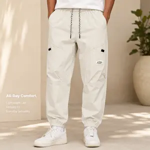 Men’s Lightweight Cargo Jogger Pants Casual Relaxed Fit Utility Pants with Pockets Elastic Waist Drawstring Outdoor Streetwear Pants Breathable Loose Fit Workout Travel Hiking Everyday Comfort Pants