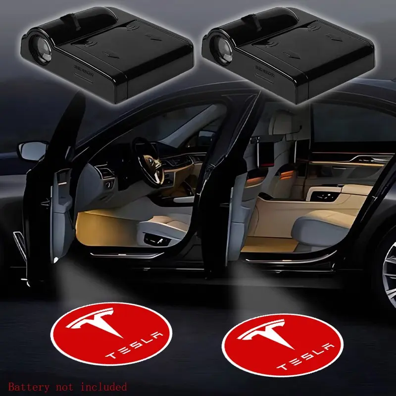 Wireless Car Door Emblem Projector Light, Welcome Lamp Keychain, Car Door Lights for Tesla Model 3 Y S X Cybertruck, Spacex Models, Highland