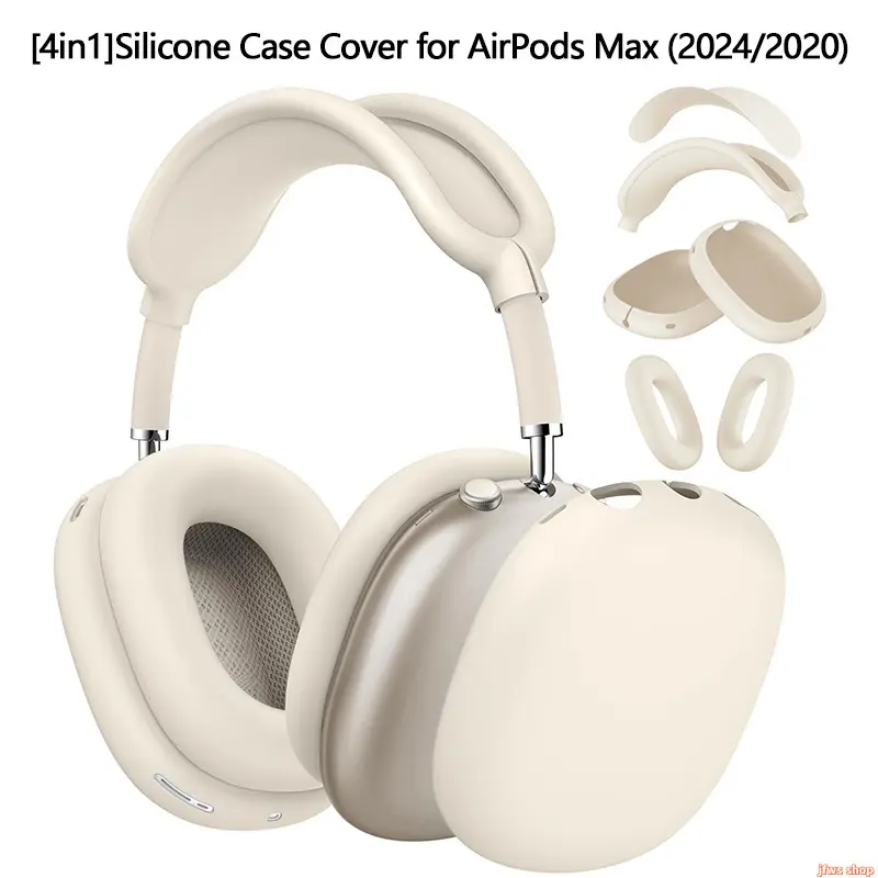 2026 New 4-in-1 Silicone TPU Protective Case Cover Set for AirPods Max Headphones, with 360° Shockproof Bumpers, Anti-Scratch, Dustproof, Sweatproof, Precise Cutouts, Full-Body Protection for Ear Cups, Earpads & Headband, Travel Accessory Kit
