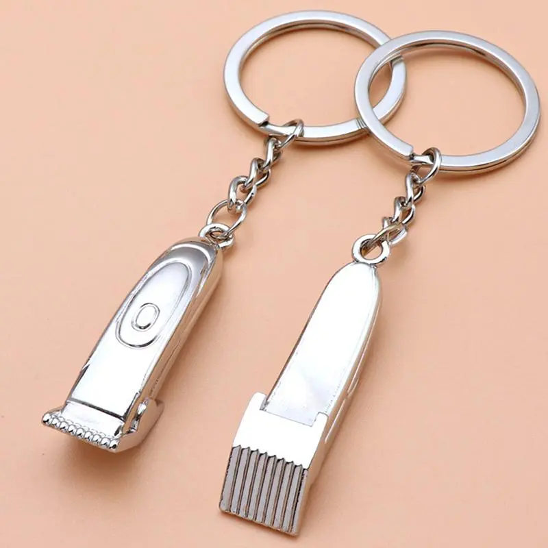 Barber Shop Hair Dresser Keychain Scissors Hair Clipper Hair Dryer Keychain Shaver Pendant Keyring Hair Dresser Jewellery Gift