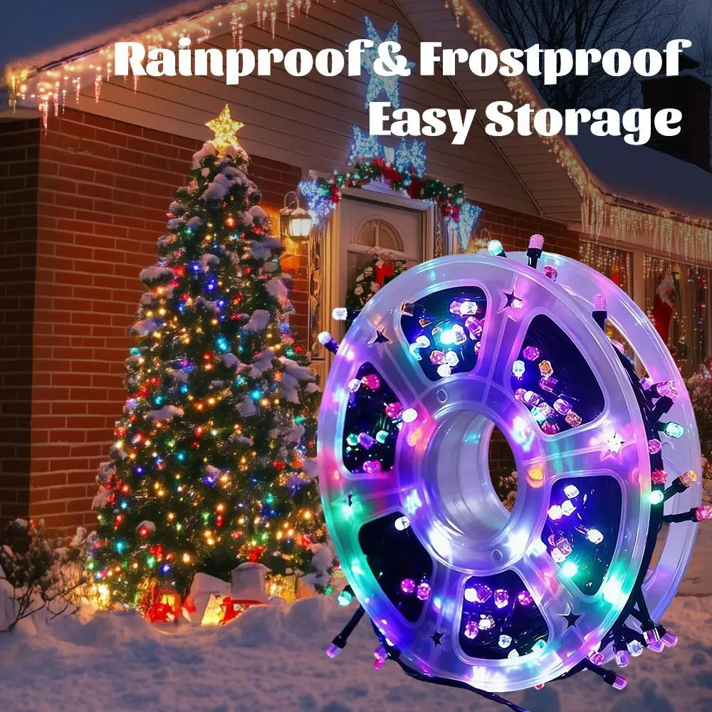 Summerfinds Professional LED String Lights - 50m 500 LEDs, Multi-Color Outdoor Decor Lights with Storage Reel, 8 Modes, Low Voltage, Weatherproof, Led Lights