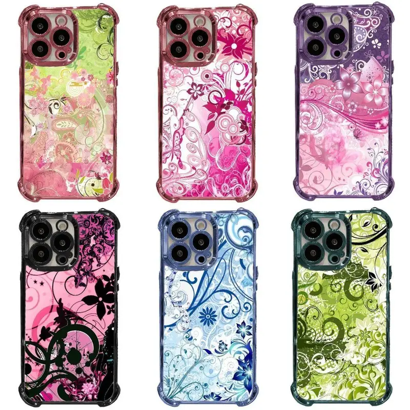 Abstract Floral Art Smartphone Case - Colorful Swirl Flower Aesthetic Protective Cover for iPhone, Samsung Galaxy Cellphone Devices, Handheld Accessory