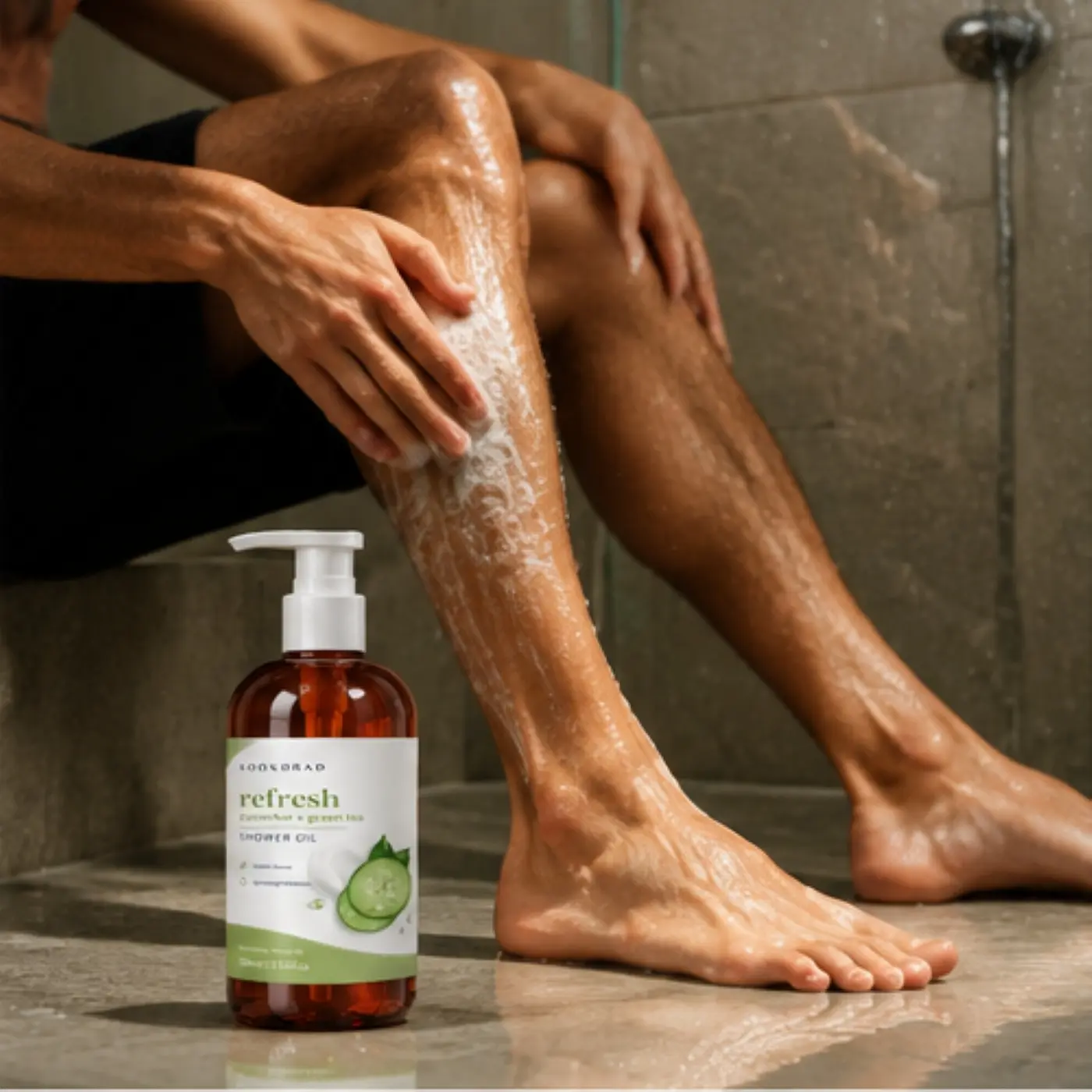 shower oil, cucumber, green tea, gentle cleanse, lightweight hydration, nourishing, 300ml/10.14fl.oz