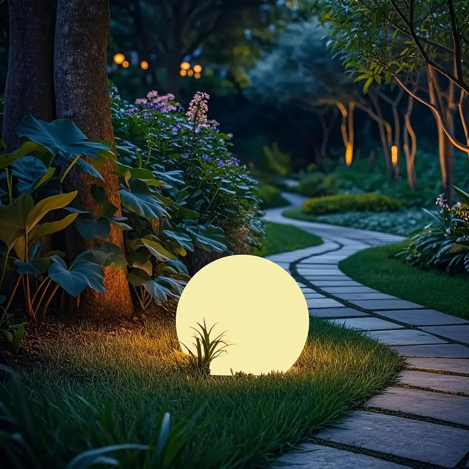 Outdoor Garden Lawn Lights, Solar Garden Lamps, Waterproof Solar Ball Lamp with Remote, 16 RGB Color Changing Landscape Lighting, Patio Courtyard Path Decor, Solar Pathway Light