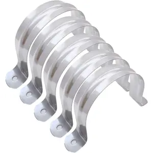 6 Pcs 4 Inch 110mm Stainless Steel Rigid Pipe Strap Two Hole U Bracket Widened Heavy Duty Tube Tension Clip Clamp Assortment Kit