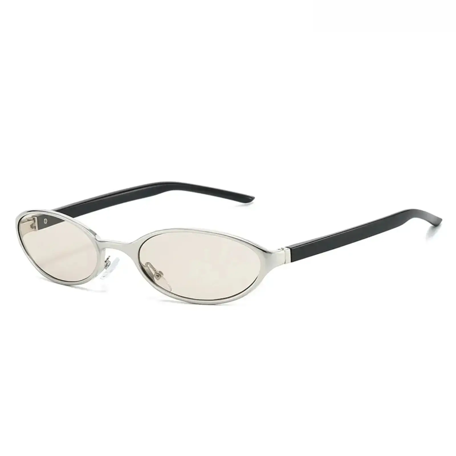 3-Piece Set 2026 New Futuristic Cat Eye Sunglasses, Silver Metal Full Rim Oval UV Protection Eyewear, Korean Fashion Unisex Trendy Shades for Daily Street Styling #summervibes summerwins, Streetwear, Oval Shape
