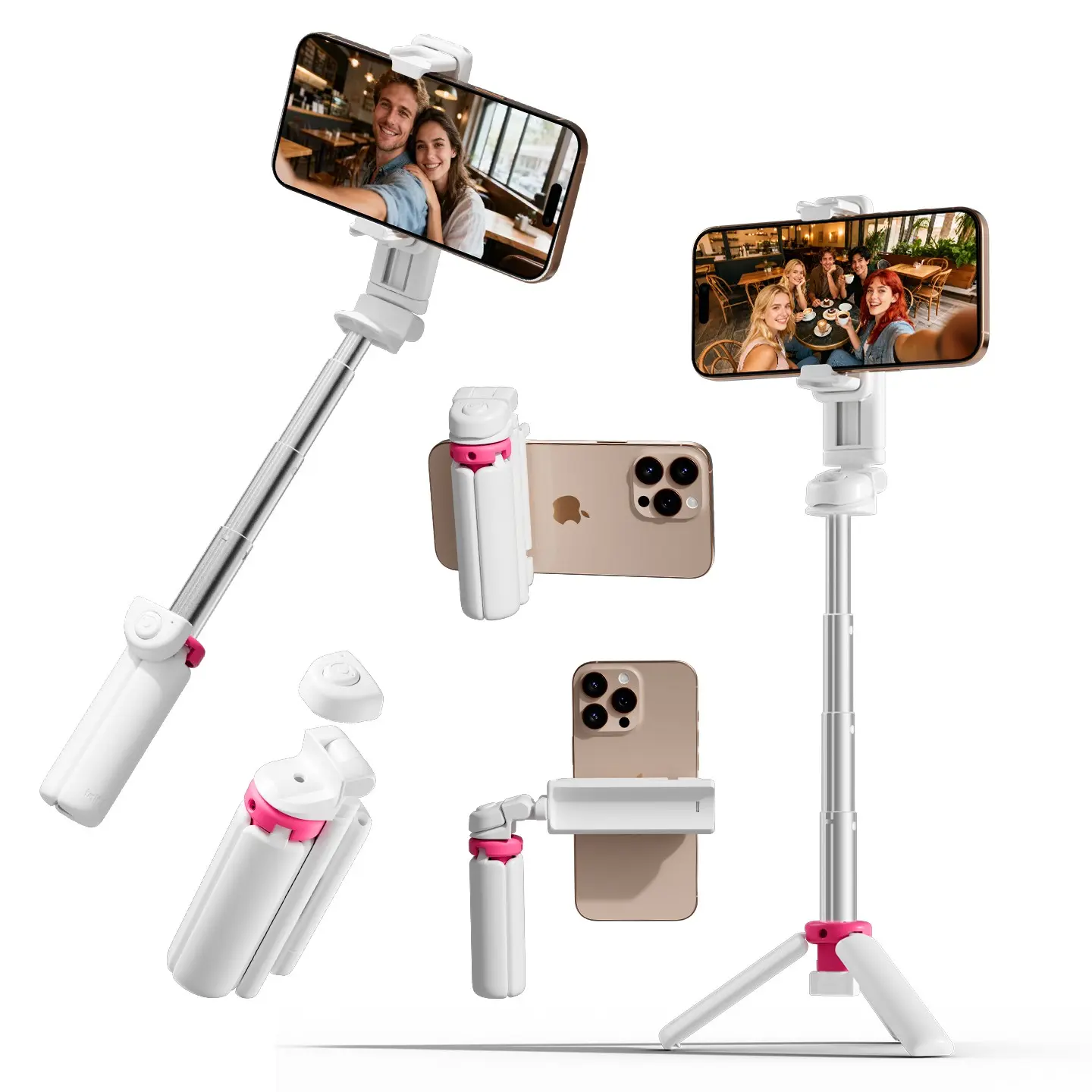 Phone Tripod for iPhone Android, Selfie Stick with Remote, Upgraded Stand, Compatible with iPhone 16 15 14 13, Travel Friendly & Stable