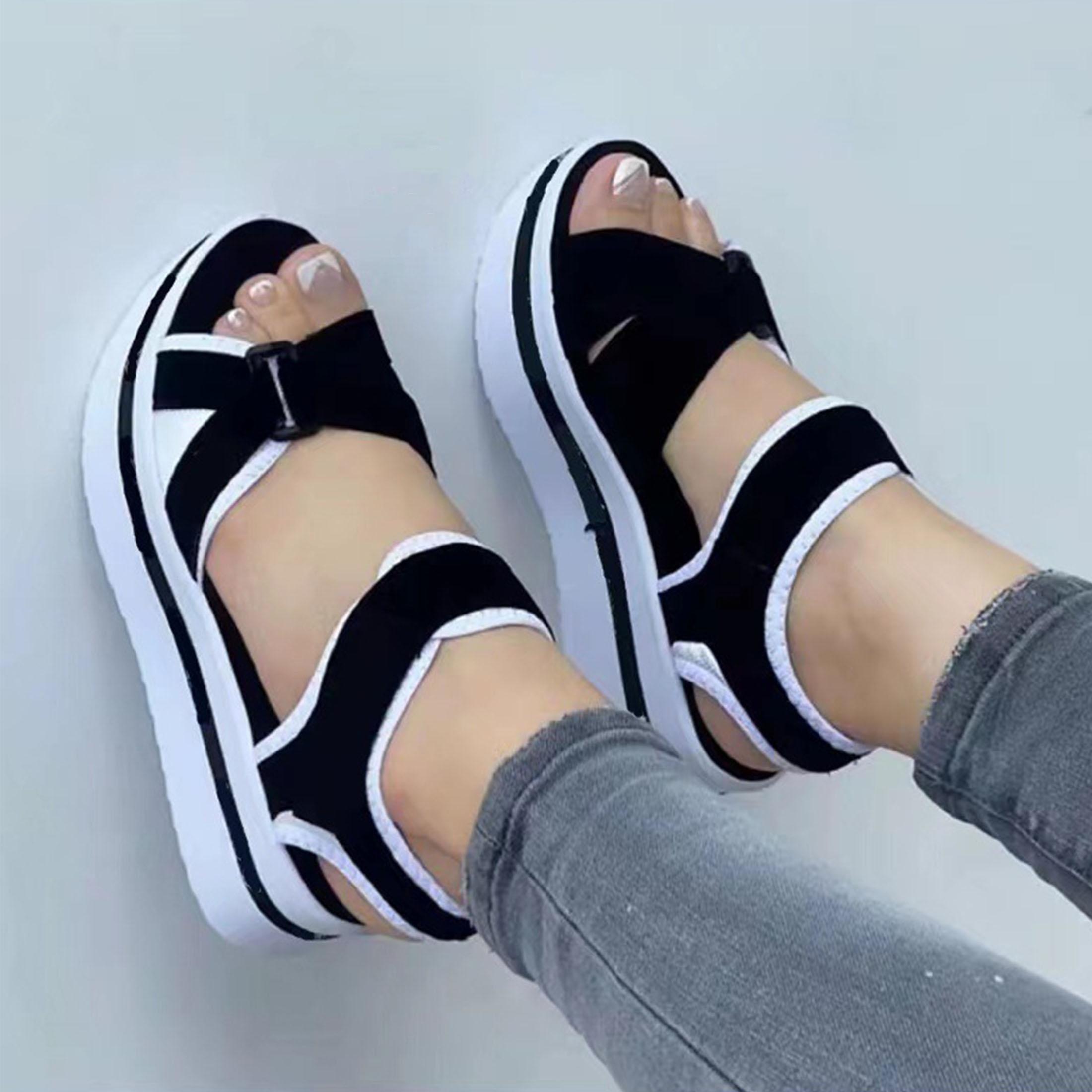 Women's Platform Wedge Sandals, Casual Summer Adjustable Arch Support High Heeled Sandals For Casual Travel Outdoor