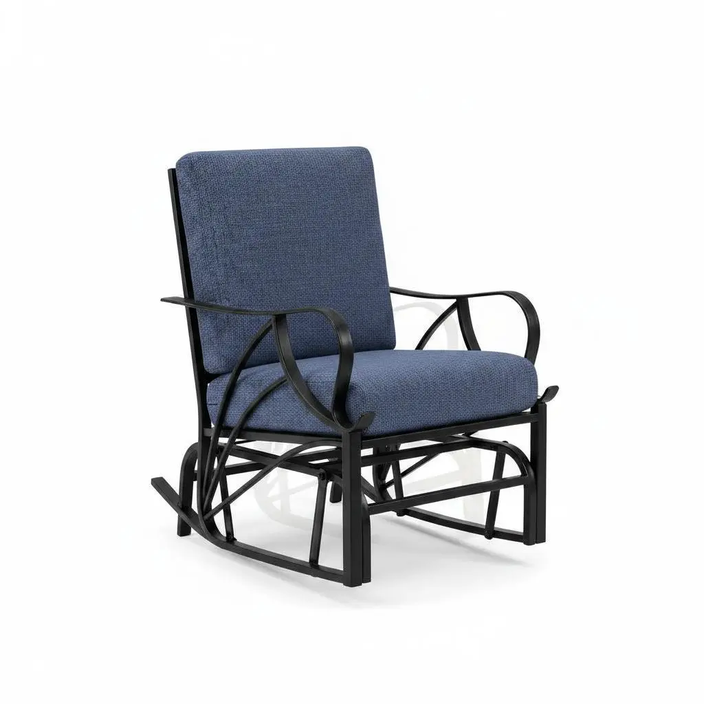 Heavy Duty Patio Glider Chair – Outdoor Rocking Glider with Removable Cushion, Curved Armrests, Metal Frame