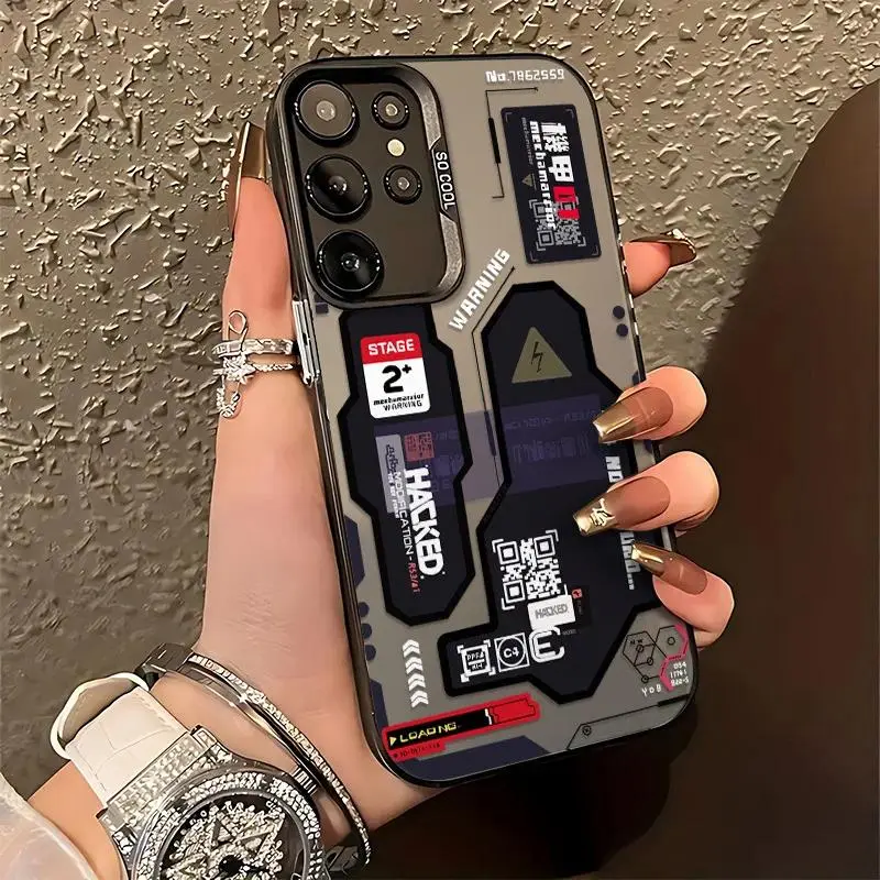 Hacker Creative Mecha Case for Samsung Galaxy S26 S25 S24 S23 S22 S21 Ultra Plus FE for Iphone 17 16 15 14 13 12 11 17Air Plus Pro Promax Matte Cover