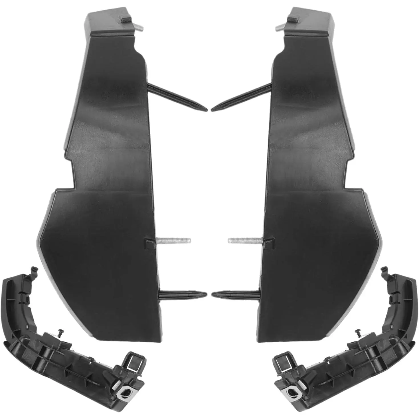 Plastic 2-Pair Front Bumper Bracket Cover & Mount Support Brackets for Dodge Challenger 2015-2021, Left & Right, Part Numbers 68375013AA, 68259546AA, 68024342AD, 68024343AD, Bumper Support Brackets