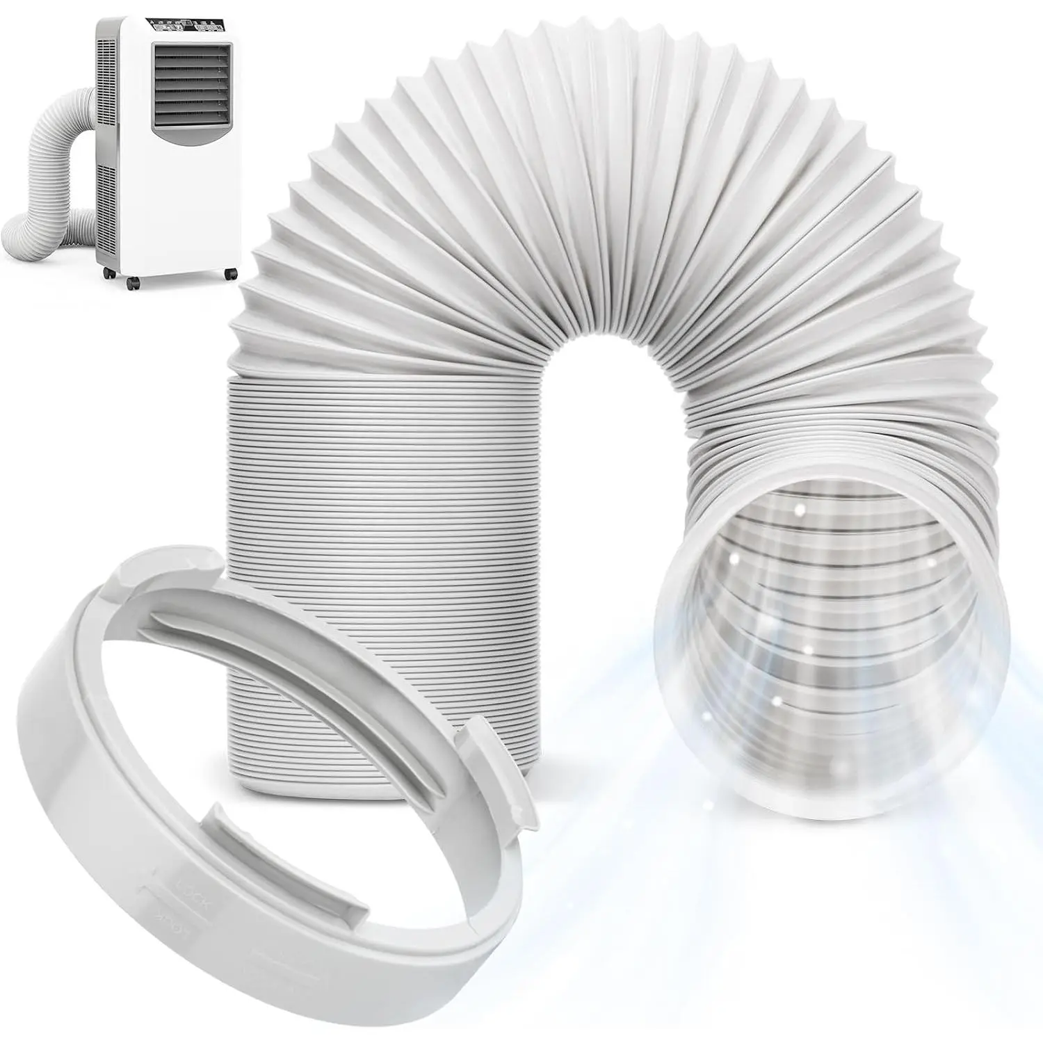Portable Air Conditioner Hose Kit AC Hose with Adapter 5.9" Dia 59" Length Flexible Exhaust Hose and AC Unit Tube Connector for Portable Air Conditioner Vent