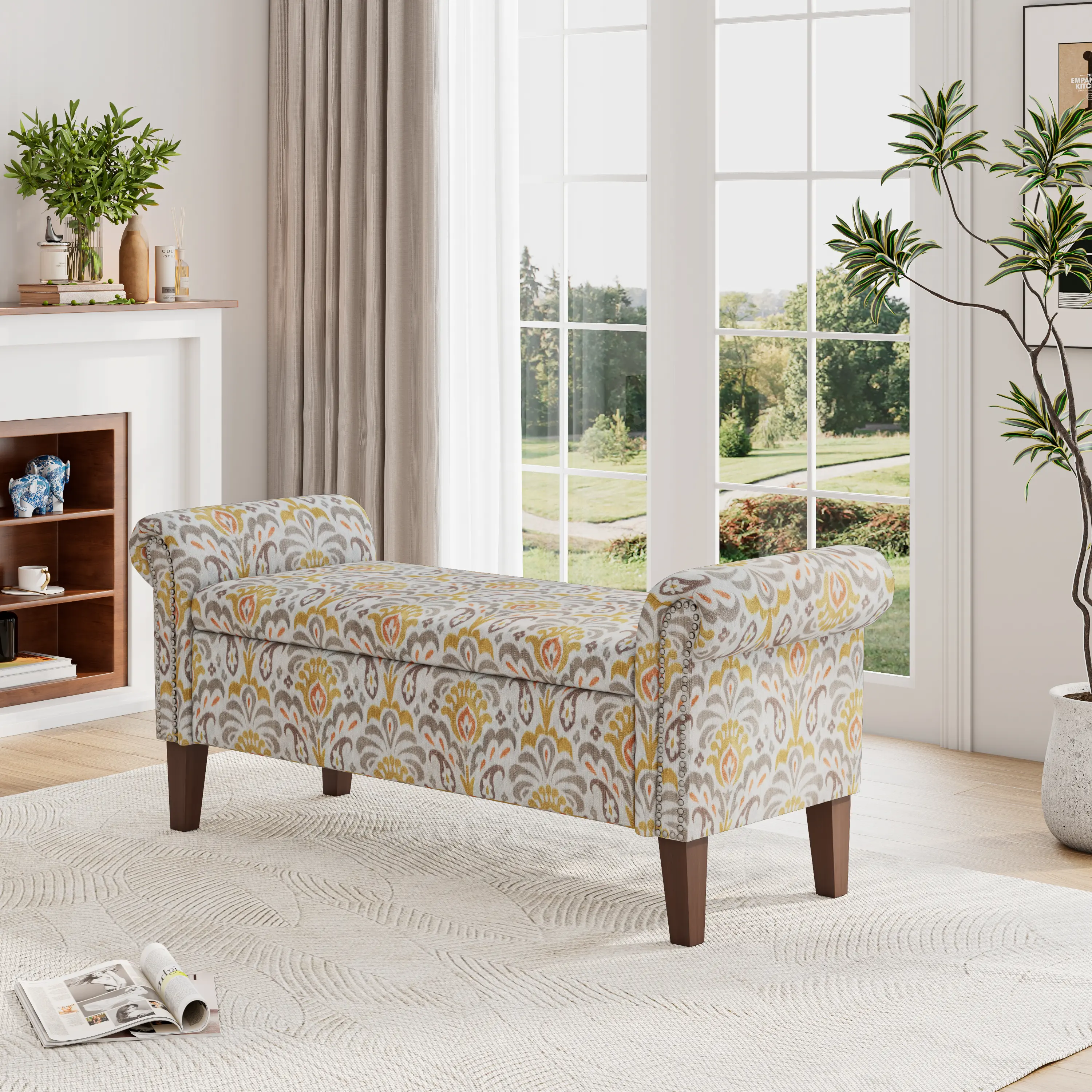 ARCH Conrad Storage Ottoman with Lid, Multi-Purpose Upholstered Footstool Bench, Hidden Storage Box for Living Room, Bedroom, Entryway, Closet Organization, Sturdy Fabric Stool, Space-Saving Seat and Organizer, 1-Pack, Home Furniture and Household