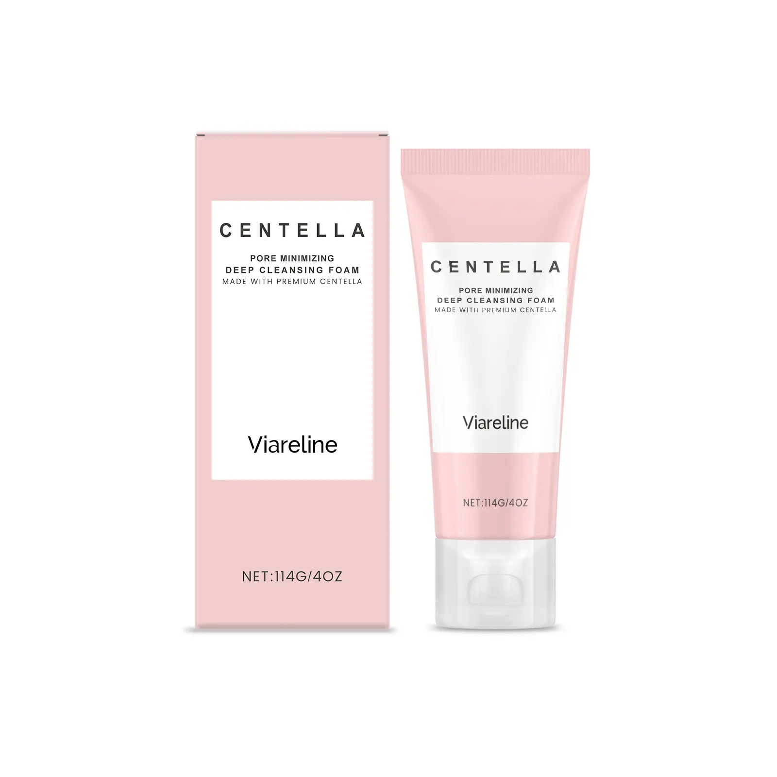 Viareline Amino Acid & Centella Asiatica Gentle Facial Cleanser Gel - Antibacterial, Moisturizing, Soothing, Exfoliating, Blackhead Removal, Even Out Skin Tone & Texture, Papaya Fruit Extract, For All Skin Types, 4 fl oz (114g), Radiant Skin