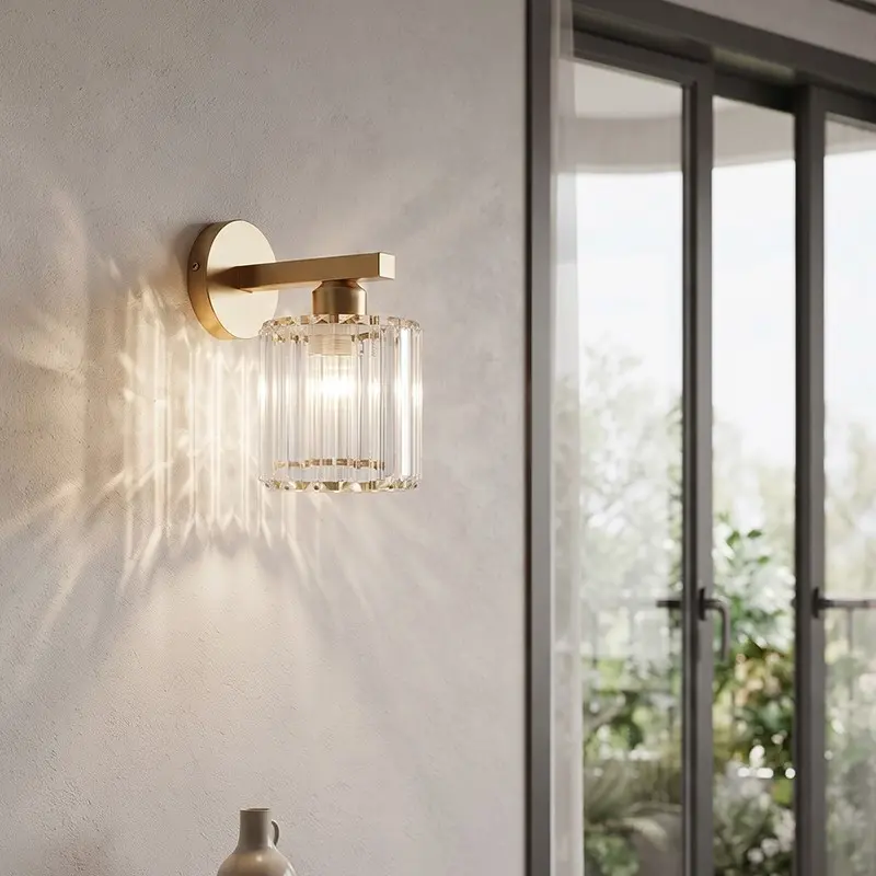Vintage Single Head Wall Light, Crystal Shade, Soft Warm Light, Ideal for Living Room, Hallway, Bathroom, Easy Installation