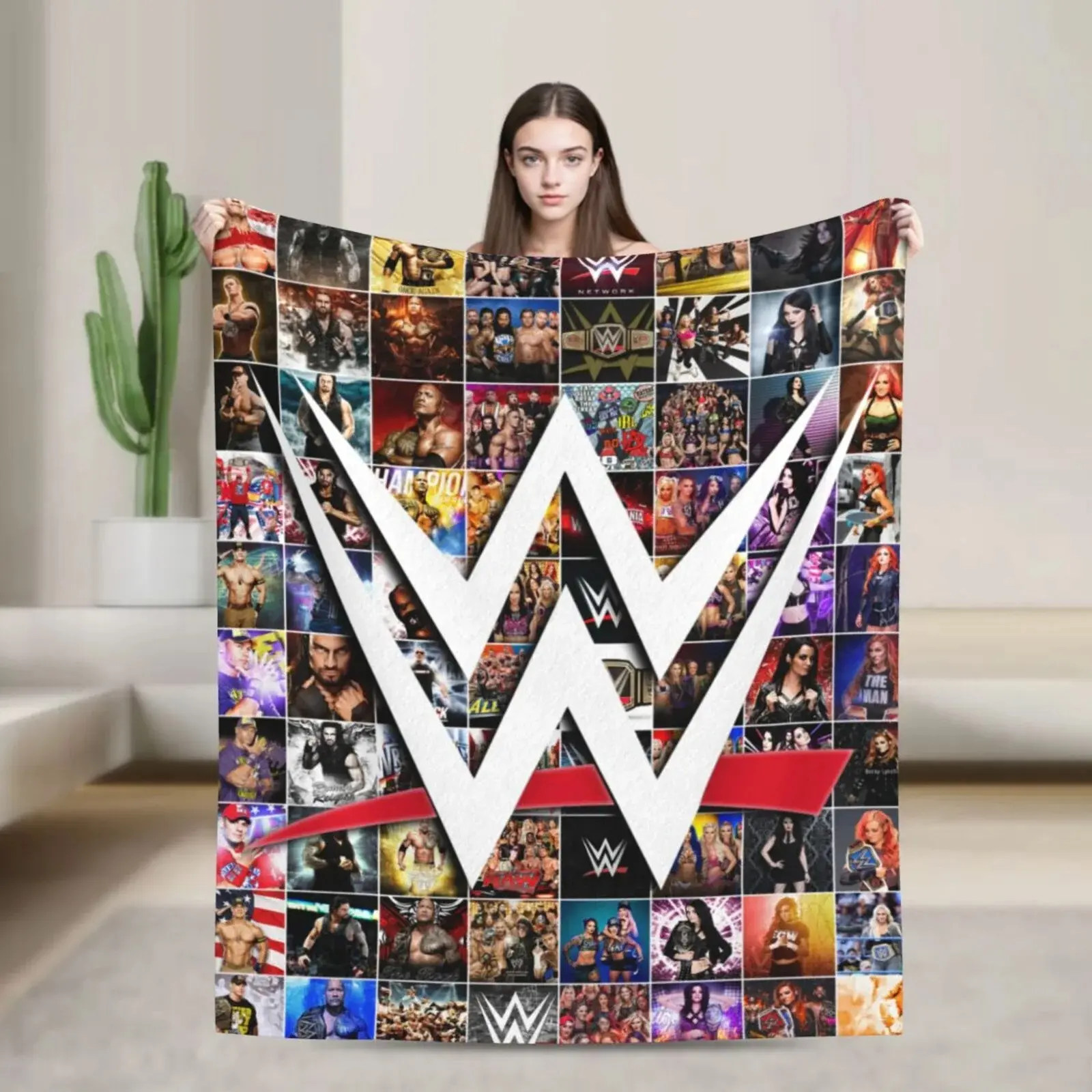 WWE Wrestling Blanket - Comfortable Flannel, Vibrant Patterns, Machine Washable, Perfect Gift for Travel, Camping, and Napping