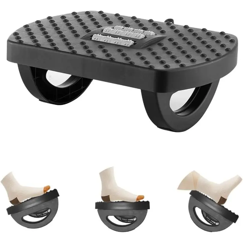 Under Desk Footrest, Foot Rest for Under Desk at Work,  Foot Stool for Office Desks, Small Rocking Footrest with Massage Roller&Portable Handle,  Rest, 13" L x 9.2" W x 4.7" H