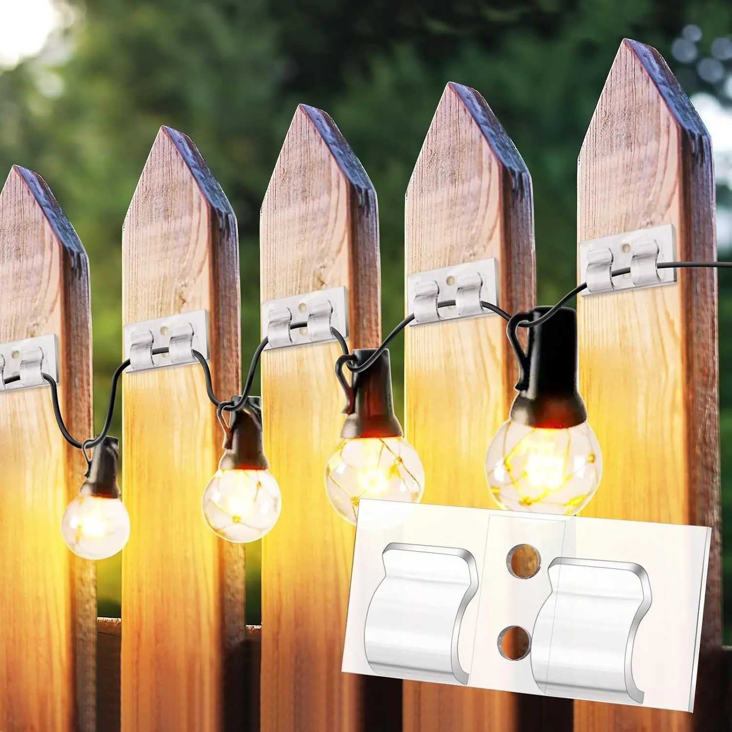 Hooks for Outdoor String Lights Clips,Outdoor Light Clips with  Adhesive Strips,Heavy Duty  Clips Hooks for  Christmas Halloween Lights Party Decorations (Clear, 15-Pack)