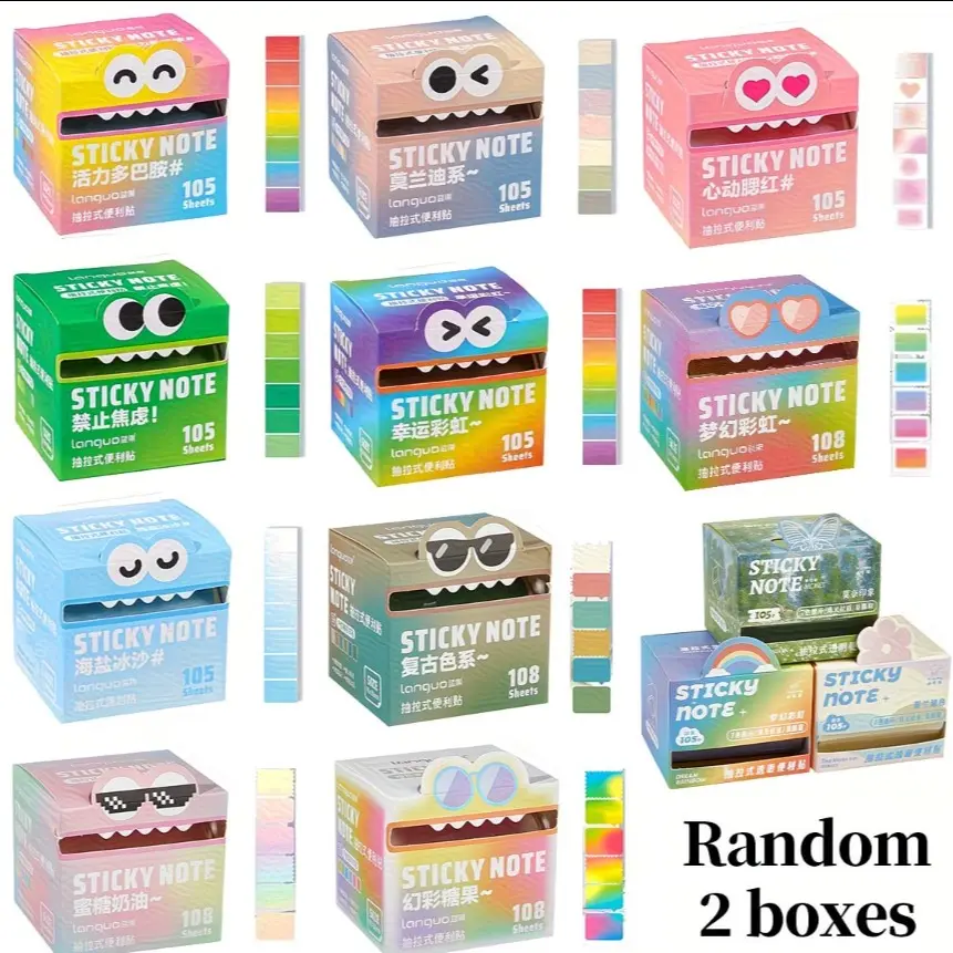 Languo Sticky Notes, 2 Boxes 210 Sheets, Pearl Finish, Waterproof, Durable, Smooth Surface, Office, School, Home, Project Management, Note-Taking, Reminders, Decorative