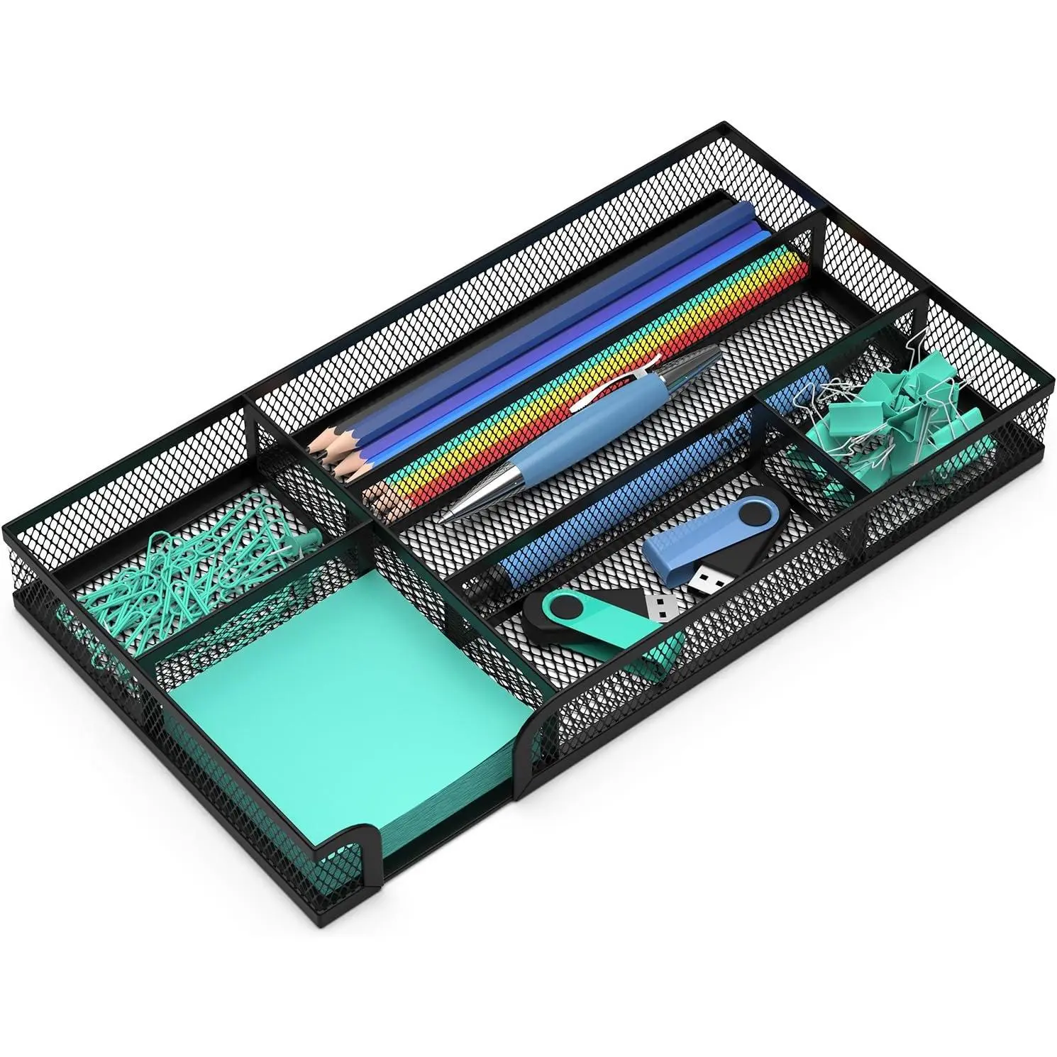 Desk Drawer Organizer, Small Metal Mesh Drawer Organizer Tray, Office Pencil Drawer Organizer Accessories for Desktop, Bathroom, Kitchen, Makeup, Vanity