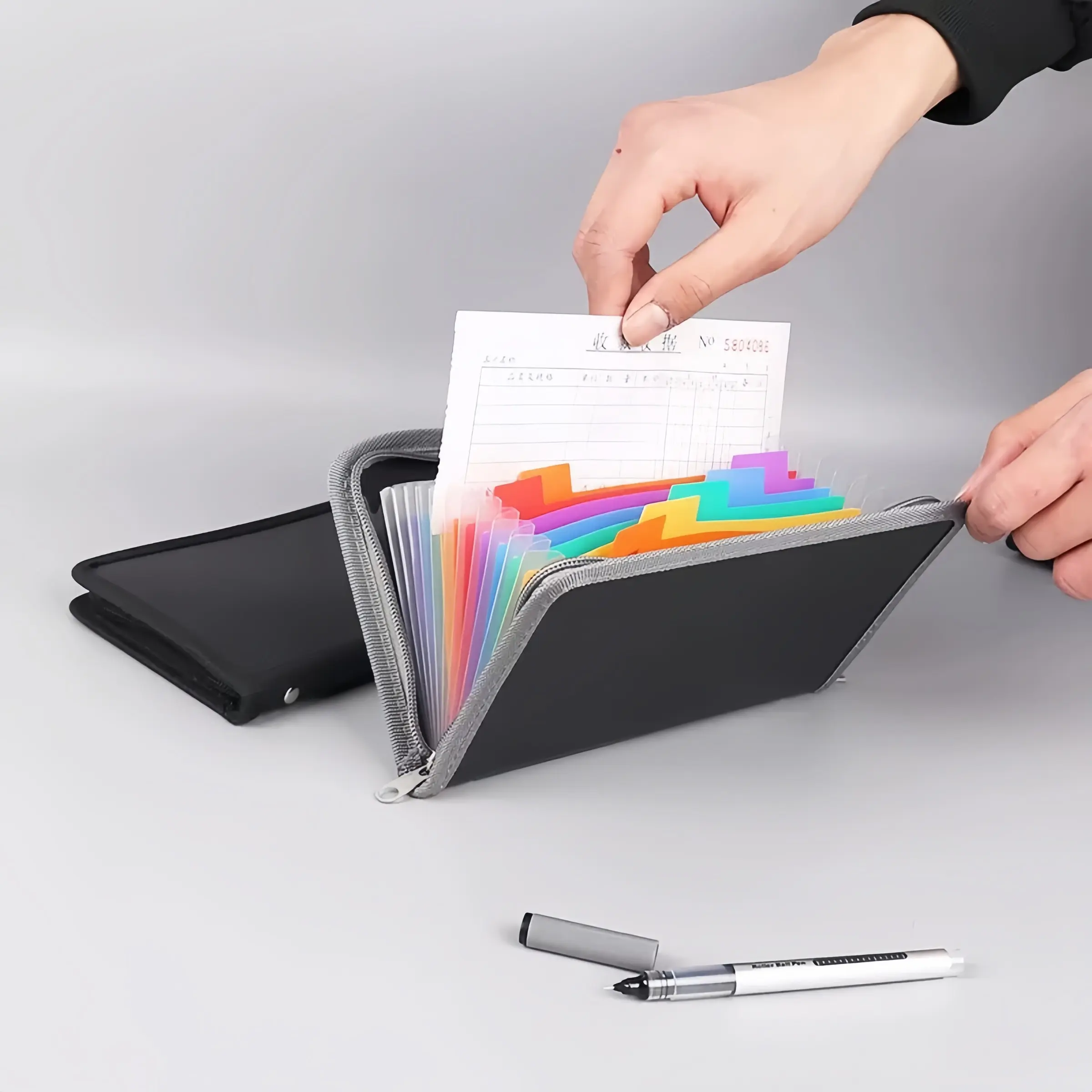 Fireproof Expanding File Folder, 13 Pockets Accordion File Folder, Important Document Organizer Holder with Labels, Portable File Organizer, Expandable File Folder