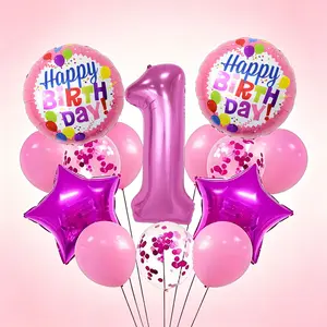 16-Piece Number Birthday Balloon Set, Includes 32-Inch Aluminum Foil Balloons, Party Decor for Girls, Weddings, Holidays