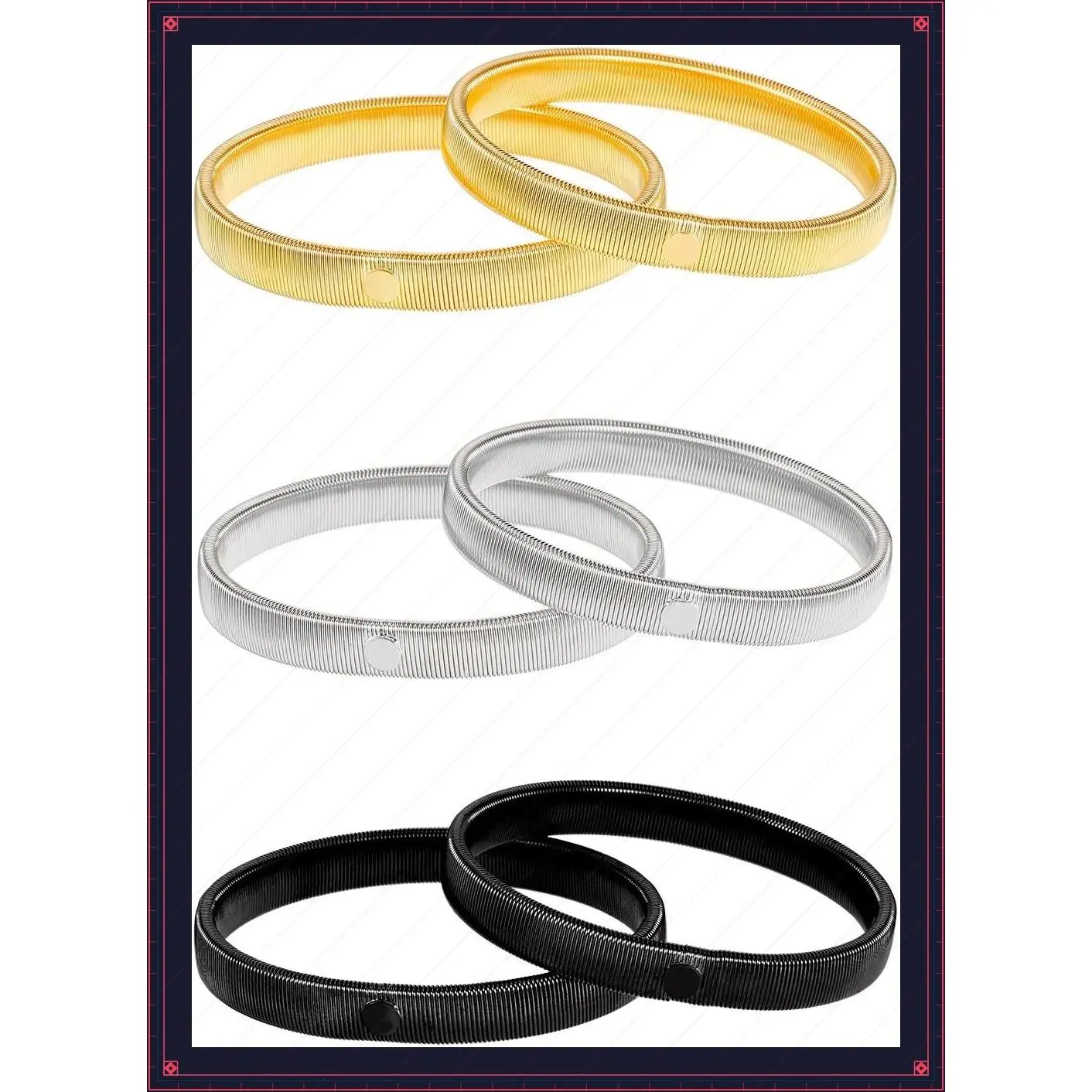 3 Pairs Sleeve Garters Anti-slip Shirt Sleeve Holders Garters Stretch Metal Armbands for Women MenGift