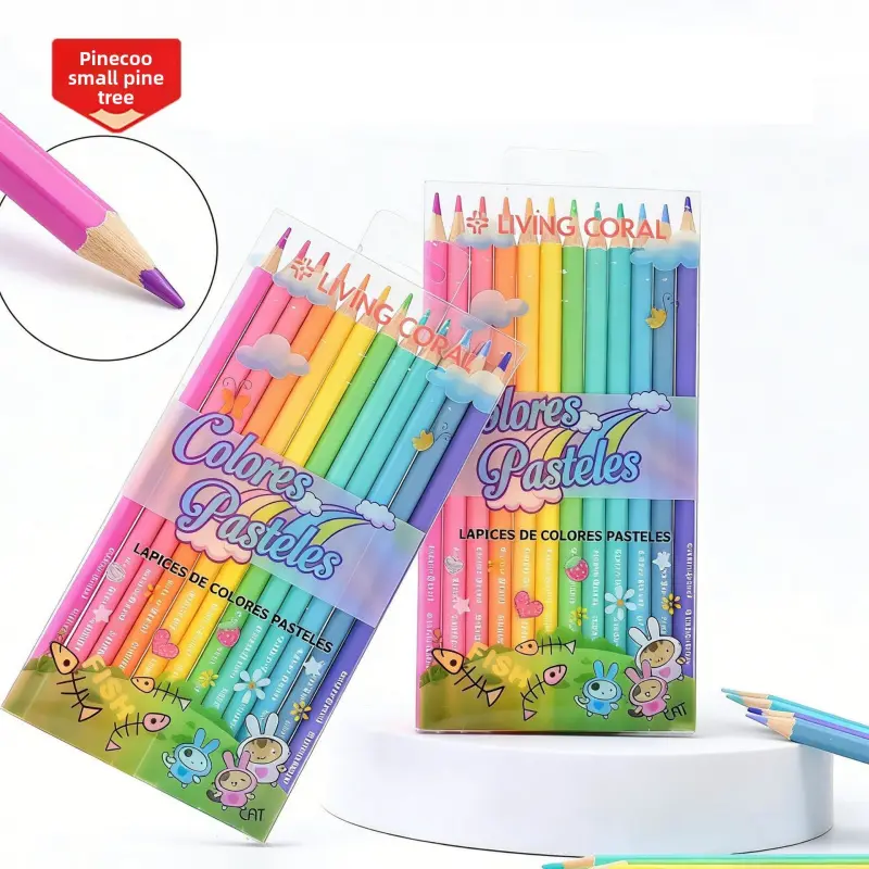 12-color Macaron Colored Pencils, Wholesale for Cross-border Trade, Eco-friendly Colored Pencils for Kids & Students, Ideal for Drawing, Doodling and Coloring (DM766)
