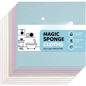 Magic Cleaning Pads, Eraser-Style Melamine  Cloths, No  Needed Just Water, No-Scratch & Odor-Free for Kitchen Bathroom (7x8 Multicolor, 10-Pack)