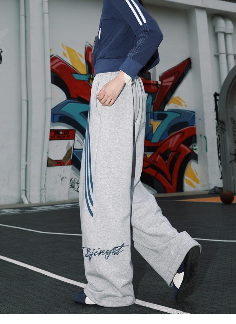 YYK Brand: Men's American Retro Casual Pants - 3-Stripe Design with 3D Waistband Trim; Spring/Autumn Straight-Leg, Loose-Fit Athletic Sweatpants