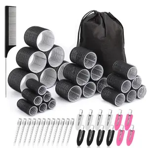 Hair Curler Rollers for Women 50PCS Heatless Hair Roller with 24PCS Clips, 4 SizesJumbo Large Medium SmallSelf Grip Holding Hair Rollers for Long Medium Short Thick Fine Volume Thin Bangs Hair