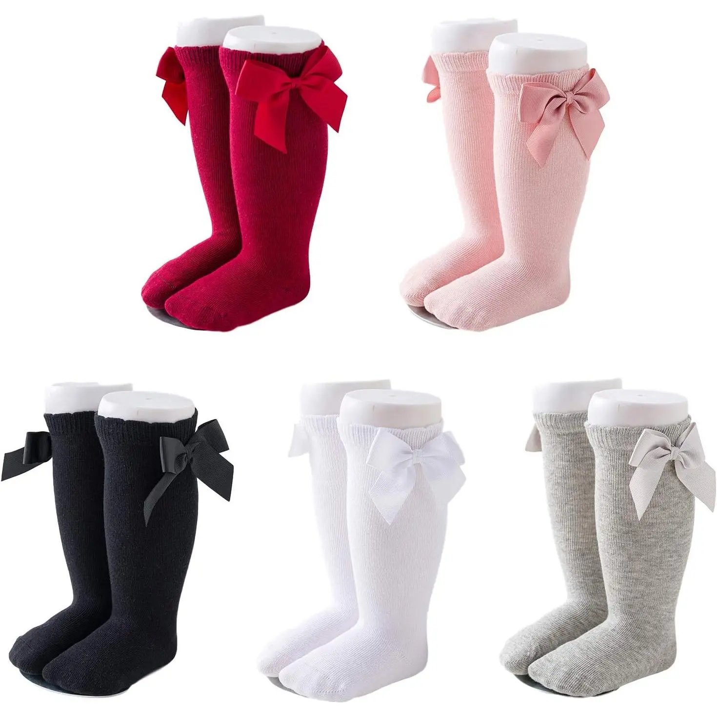 High-Quality Affordable Casual Baby Girls' Cotton Knee-High Socks - Bow, Ruffled Knit Tube Stockings for 1-2T/2-4T Infants & Toddlers (5 Pairs), Fast Shipping, Affordable Prices, High-Quality Items