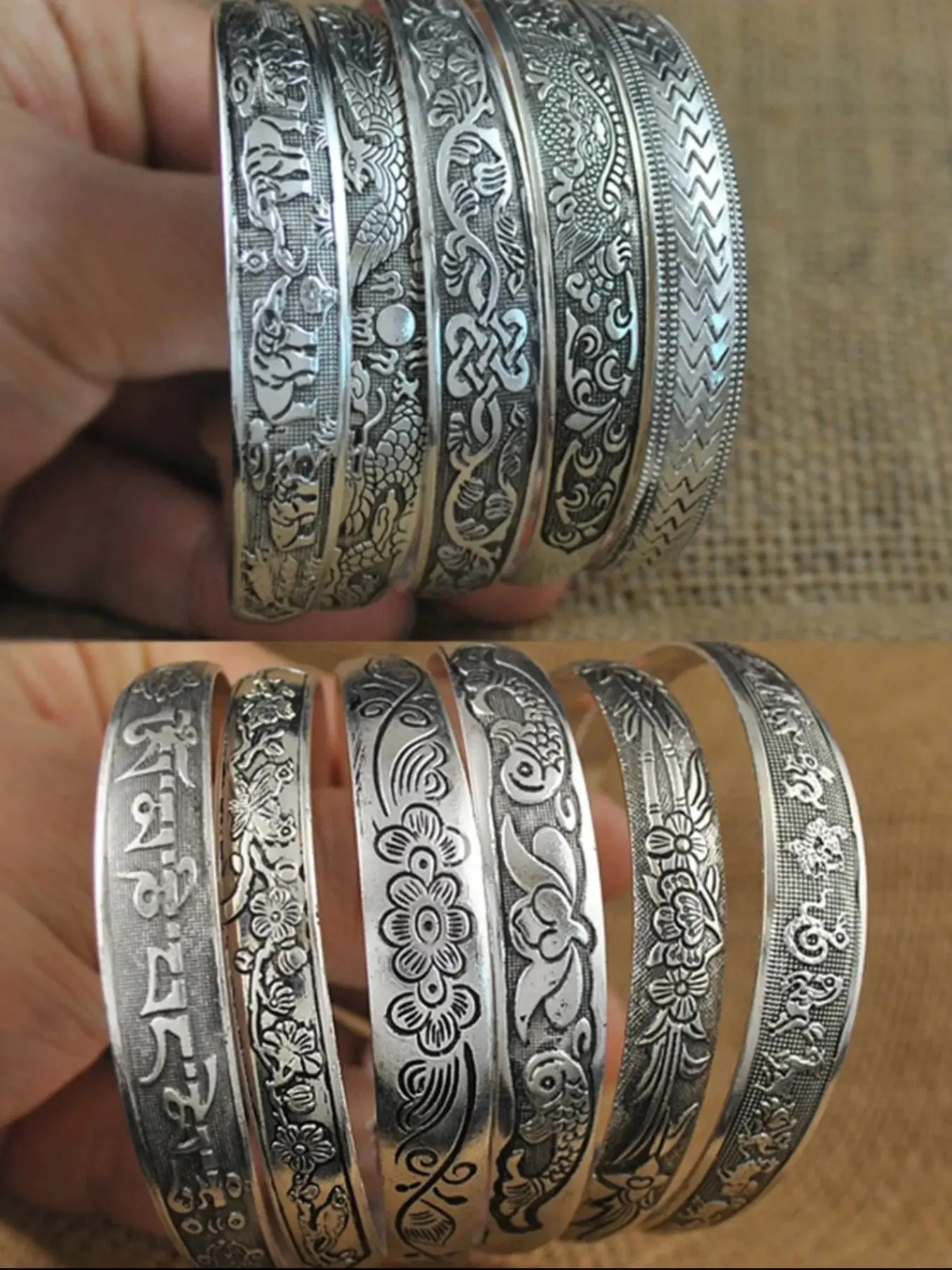 Vintage Chinese Style Cuff Bangle Bracelet, Boho Style Adjustable Engraving Bracelet for Women & Men, Fashion Accessories for Daily Wear, Exquisite Trendy Bracelet, Bracelets Bangles