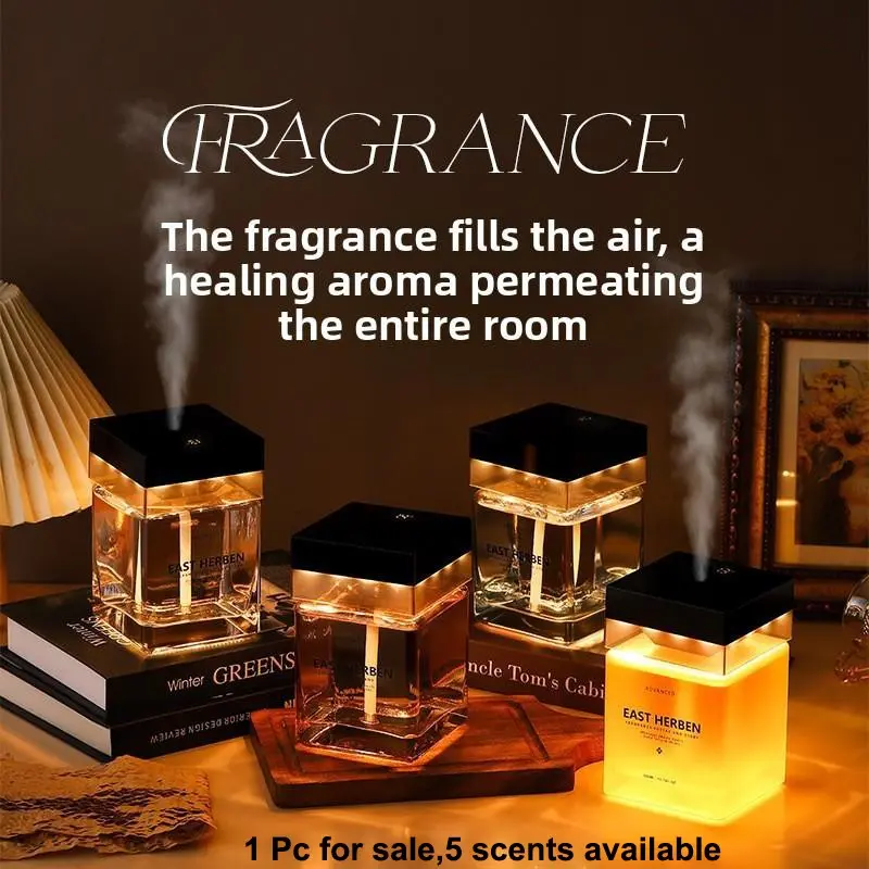 Waterless Aromatherapy Diffuser with 500ML Fragrance Oils Set, Natural Aromatherapy, Low-Noise Smart Scent Control with Warm Light for Home Bedding, Fragrant Fresh Wooden Air Freshener